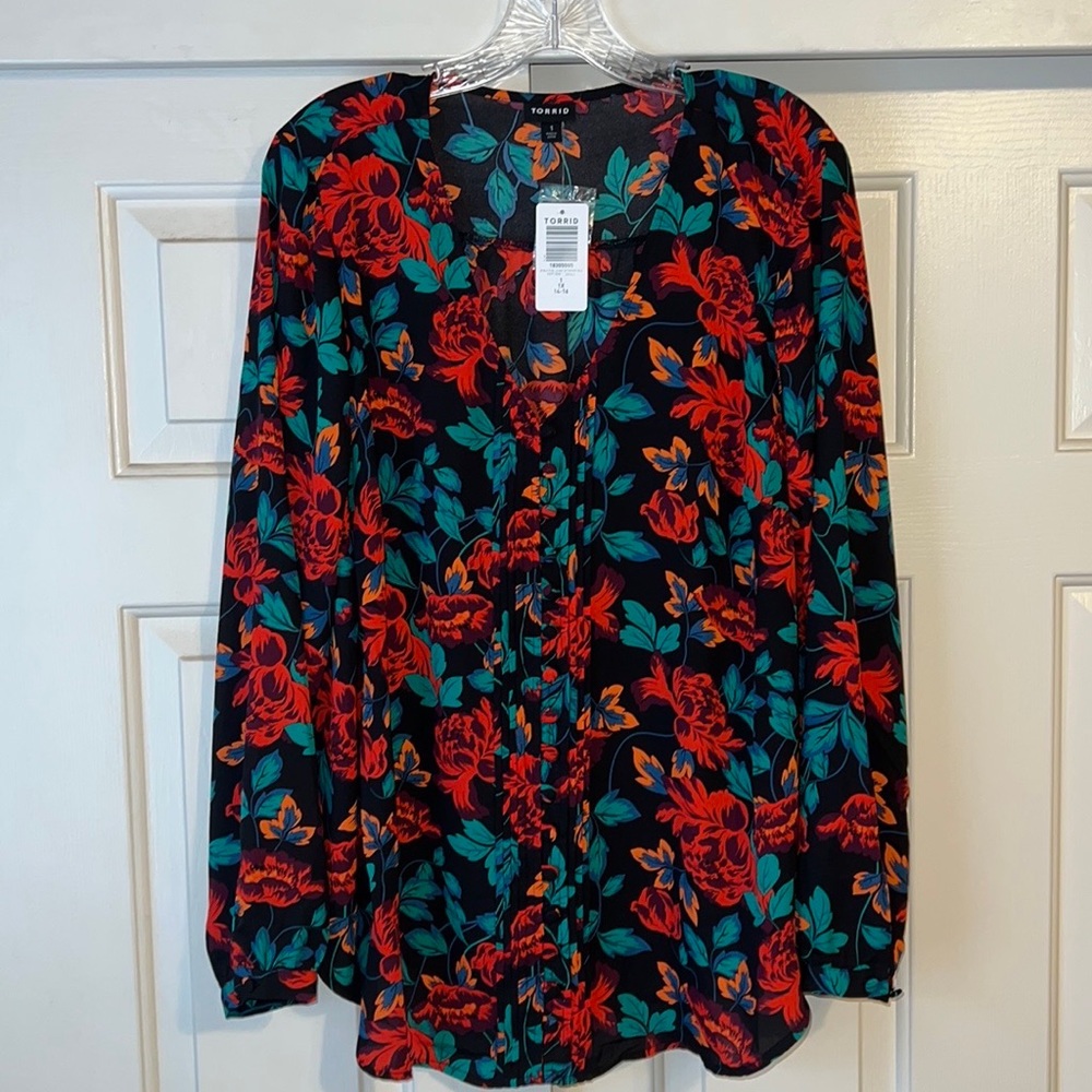 Black floral georgette blouse